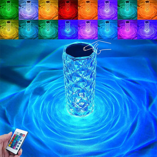 Crystal Diamond Table Lamp, 16 Color Changing Touch Lamp USB Romantic Rose Diamond Table Lamps, Remote Touch Creative Lights for Bedroom Living Room Party Dinner Decor