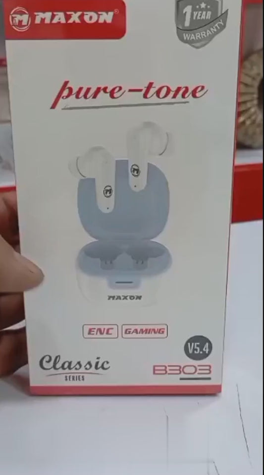 Maxon B303 Pure-tone Enc Gaming Earpods | Airpods | Wireless Earbuds – Best Quality Earbuds – Random Color